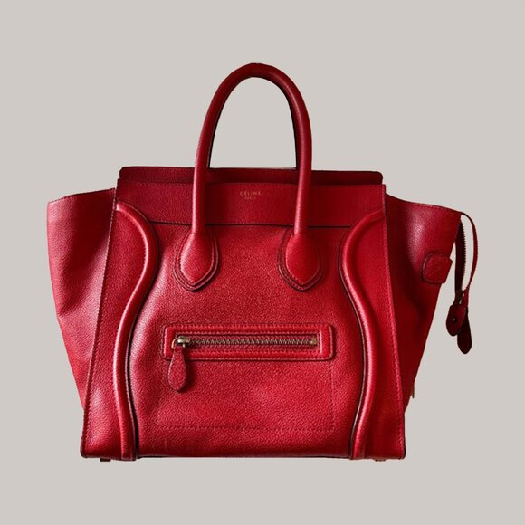 Phoebe Philo Era EUC Authentic Celine Large Luggage Red Handbag Tote Red insert - Picture 1 of 15